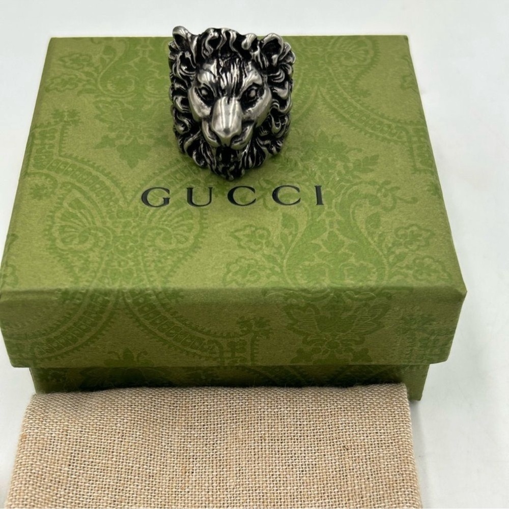 Gucci iconic Lionhead Sterling silver ring made in Italy size 10